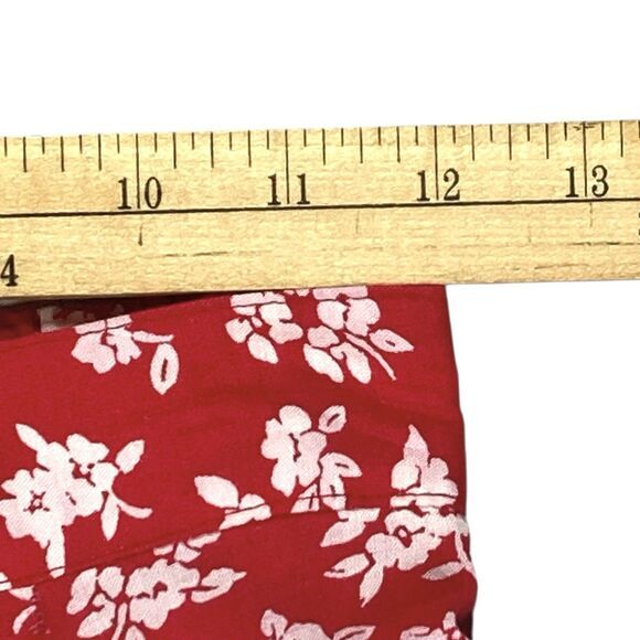 Kathie Lee Button Front Maxi Skirt 6 Red Floral Print Summer Comfy Boho Coastal - Picture 12 of 16